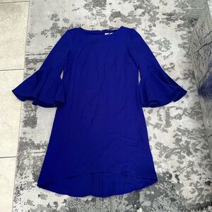 Nicole Miller Royal Blue high low ruffle sleeve dress